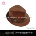 Brown leather fedora hat